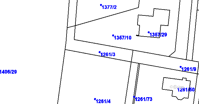 Parcela st. 1261/3 v KÚ Nová Bělá, Katastrální mapa