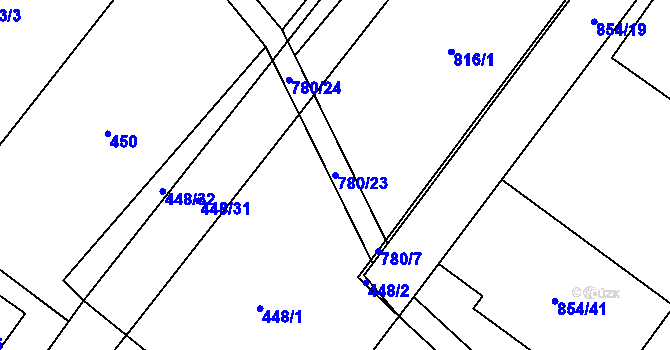 Parcela st. 780/23 v KÚ Nová Bělá, Katastrální mapa