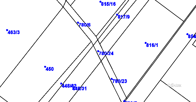 Parcela st. 780/24 v KÚ Nová Bělá, Katastrální mapa