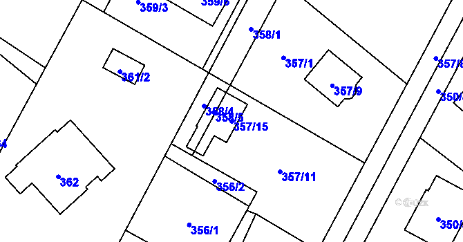 Parcela st. 357/15 v KÚ Nová Bělá, Katastrální mapa