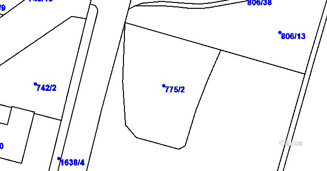 Parcela st. 775/2 v KÚ Nová Bělá, Katastrální mapa