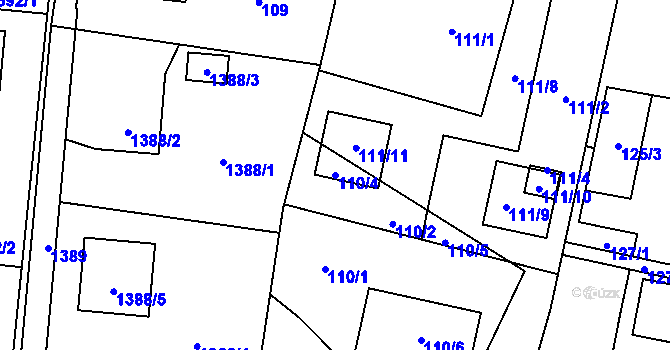 Parcela st. 110/4 v KÚ Nová Bělá, Katastrální mapa