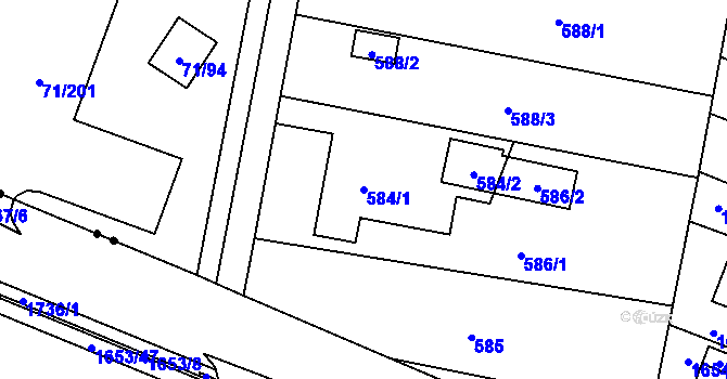 Parcela st. 584/1 v KÚ Nová Bělá, Katastrální mapa