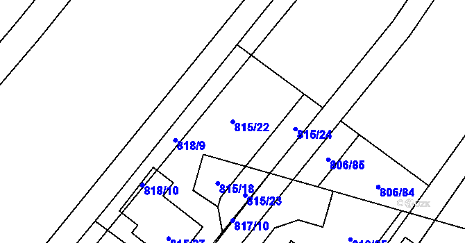 Parcela st. 815/22 v KÚ Nová Bělá, Katastrální mapa