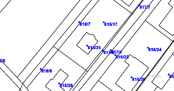 Parcela st. 815/25 v KÚ Nová Bělá, Katastrální mapa