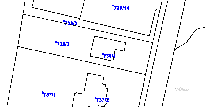 Parcela st. 738/4 v KÚ Nová Bělá, Katastrální mapa