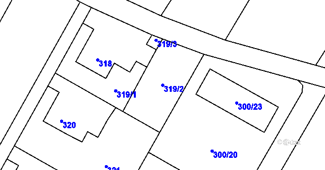 Parcela st. 319/2 v KÚ Nová Bělá, Katastrální mapa