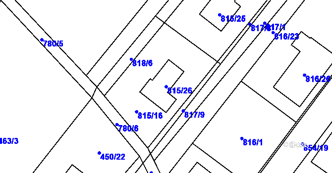 Parcela st. 815/26 v KÚ Nová Bělá, Katastrální mapa