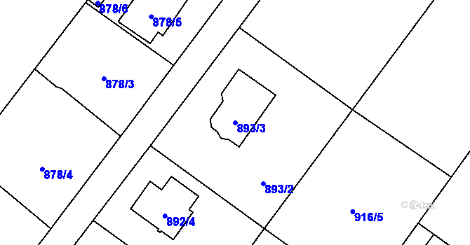 Parcela st. 893/3 v KÚ Nová Bělá, Katastrální mapa