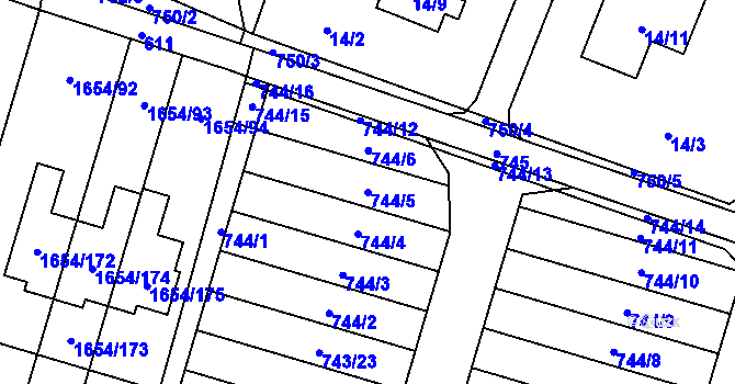 Parcela st. 744/5 v KÚ Nová Bělá, Katastrální mapa