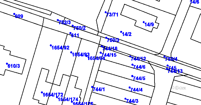 Parcela st. 744/15 v KÚ Nová Bělá, Katastrální mapa
