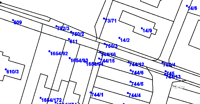 Parcela st. 744/16 v KÚ Nová Bělá, Katastrální mapa