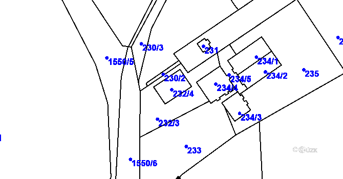 Parcela st. 232/4 v KÚ Nová Bělá, Katastrální mapa