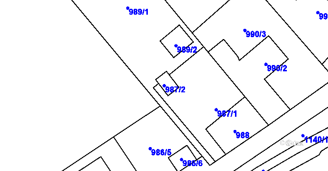 Parcela st. 987/2 v KÚ Nová Bělá, Katastrální mapa