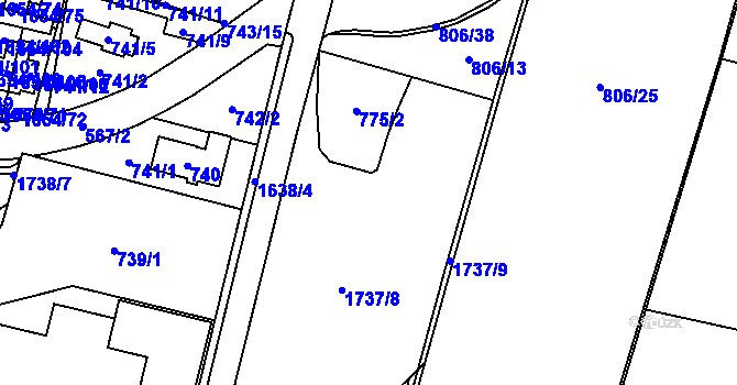 Parcela st. 775 v KÚ Nová Bělá, Katastrální mapa