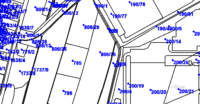 Parcela st. 806/30 v KÚ Nová Bělá, Katastrální mapa