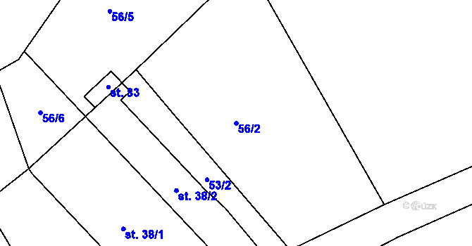 Parcela st. 56/2 v KÚ Nová Buková, Katastrální mapa