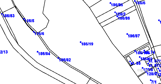 Parcela st. 186/19 v KÚ Nová Buková, Katastrální mapa