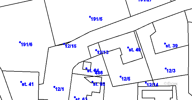 Parcela st. 12/13 v KÚ Nová Buková, Katastrální mapa