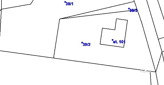 Parcela st. 39/2 v KÚ Nová Buková, Katastrální mapa