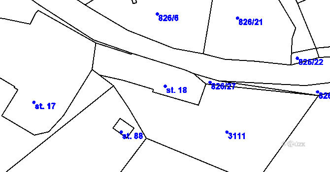 Parcela st. 18 v KÚ Artolec, Katastrální mapa