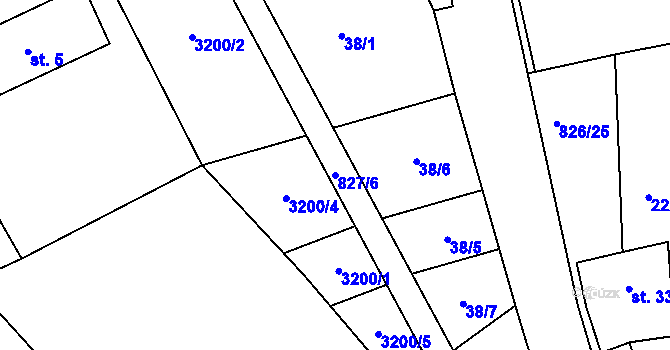 Parcela st. 827/6 v KÚ Artolec, Katastrální mapa