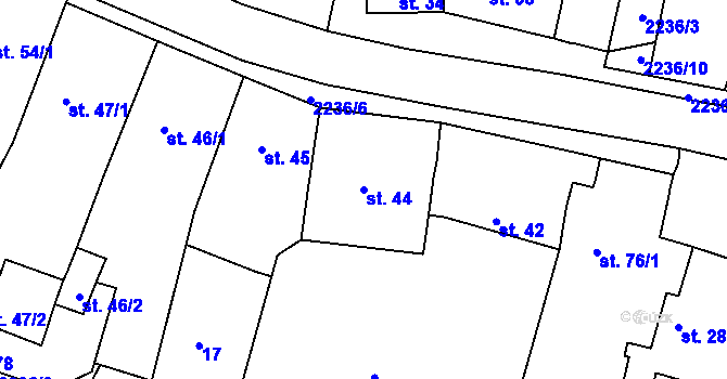 Parcela st. 44 v KÚ Nová Bystřice, Katastrální mapa