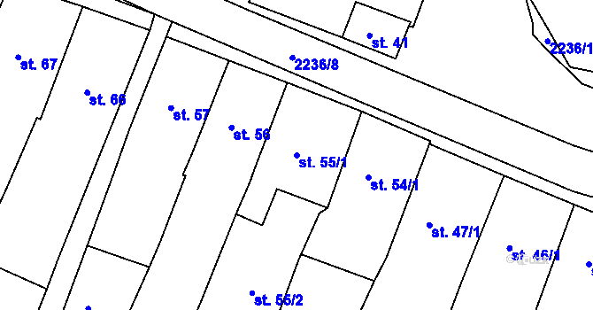 Parcela st. 55/1 v KÚ Nová Bystřice, Katastrální mapa