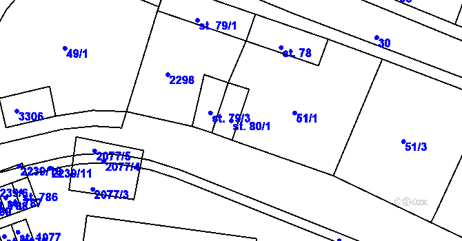 Parcela st. 80/1 v KÚ Nová Bystřice, Katastrální mapa