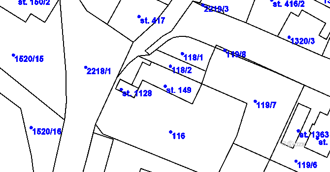 Parcela st. 149 v KÚ Nová Bystřice, Katastrální mapa