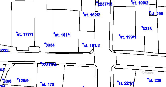 Parcela st. 181/2 v KÚ Nová Bystřice, Katastrální mapa