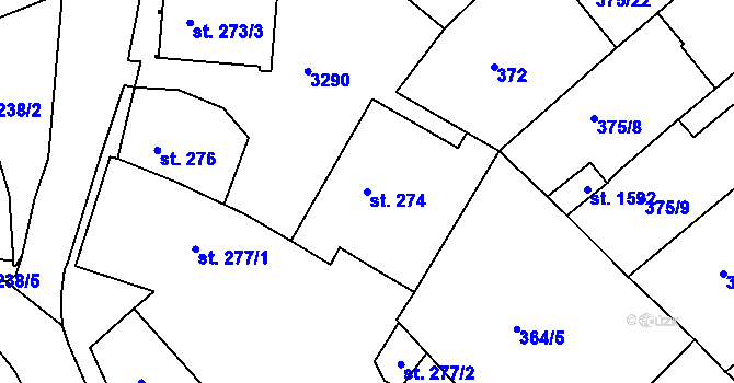 Parcela st. 274 v KÚ Nová Bystřice, Katastrální mapa