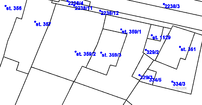 Parcela st. 359/3 v KÚ Nová Bystřice, Katastrální mapa