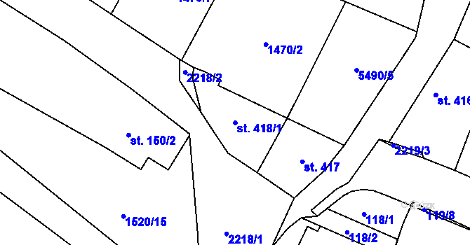 Parcela st. 418/1 v KÚ Nová Bystřice, Katastrální mapa