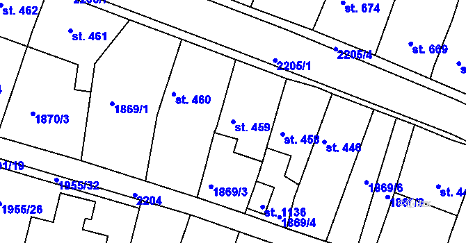 Parcela st. 459 v KÚ Nová Bystřice, Katastrální mapa