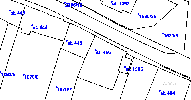 Parcela st. 466 v KÚ Nová Bystřice, Katastrální mapa