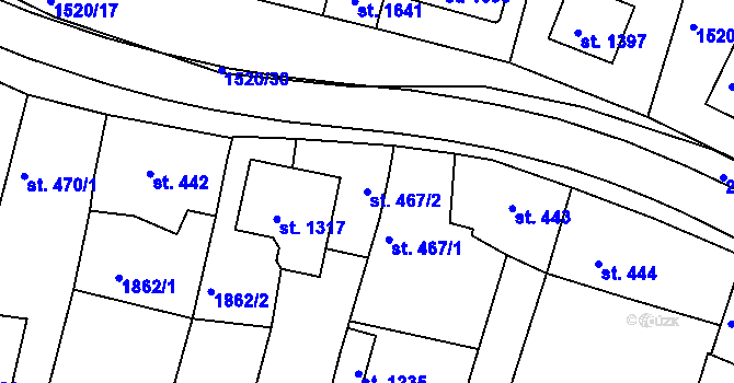 Parcela st. 467/2 v KÚ Nová Bystřice, Katastrální mapa