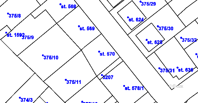 Parcela st. 570 v KÚ Nová Bystřice, Katastrální mapa