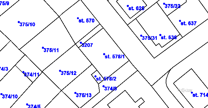 Parcela st. 578/1 v KÚ Nová Bystřice, Katastrální mapa