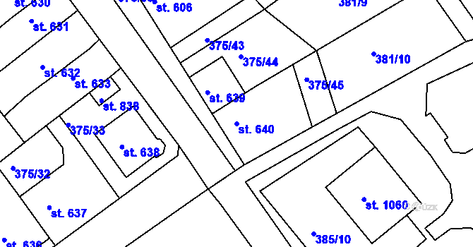 Parcela st. 640 v KÚ Nová Bystřice, Katastrální mapa