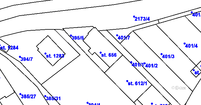 Parcela st. 656 v KÚ Nová Bystřice, Katastrální mapa
