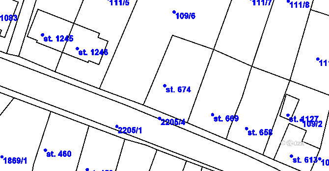 Parcela st. 674 v KÚ Nová Bystřice, Katastrální mapa