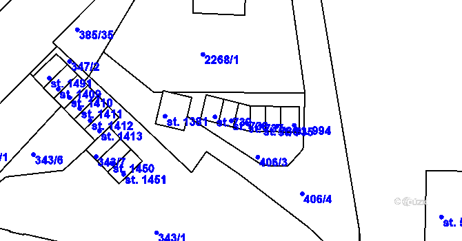 Parcela st. 738 v KÚ Nová Bystřice, Katastrální mapa