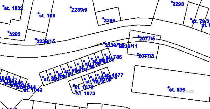 Parcela st. 786 v KÚ Nová Bystřice, Katastrální mapa