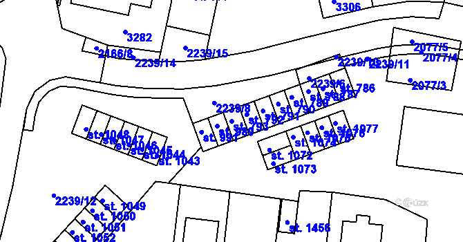 Parcela st. 793 v KÚ Nová Bystřice, Katastrální mapa