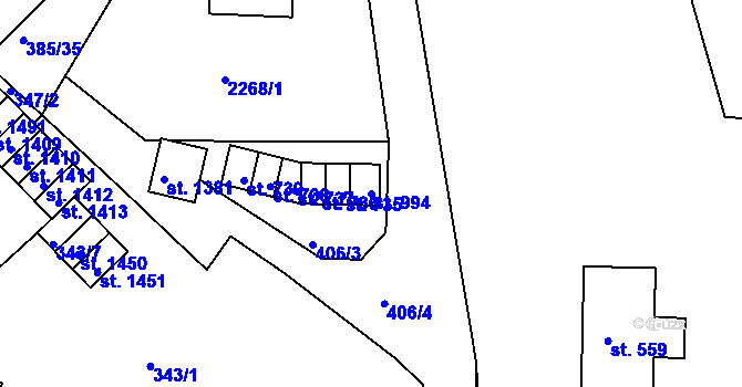 Parcela st. 994 v KÚ Nová Bystřice, Katastrální mapa