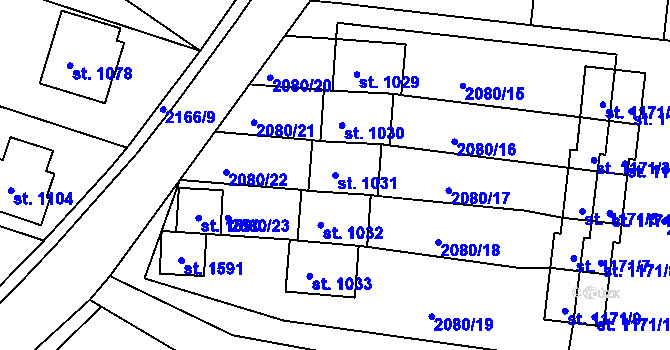 Parcela st. 1031 v KÚ Nová Bystřice, Katastrální mapa