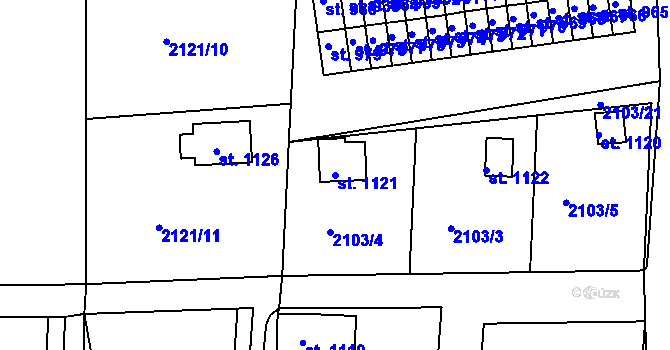 Parcela st. 1121 v KÚ Nová Bystřice, Katastrální mapa