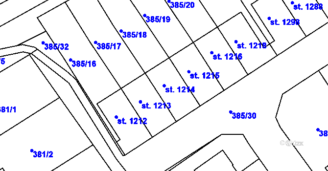 Parcela st. 1214 v KÚ Nová Bystřice, Katastrální mapa