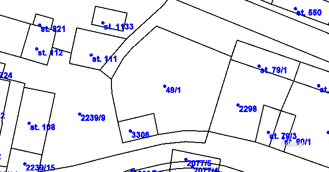 Parcela st. 49/1 v KÚ Nová Bystřice, Katastrální mapa